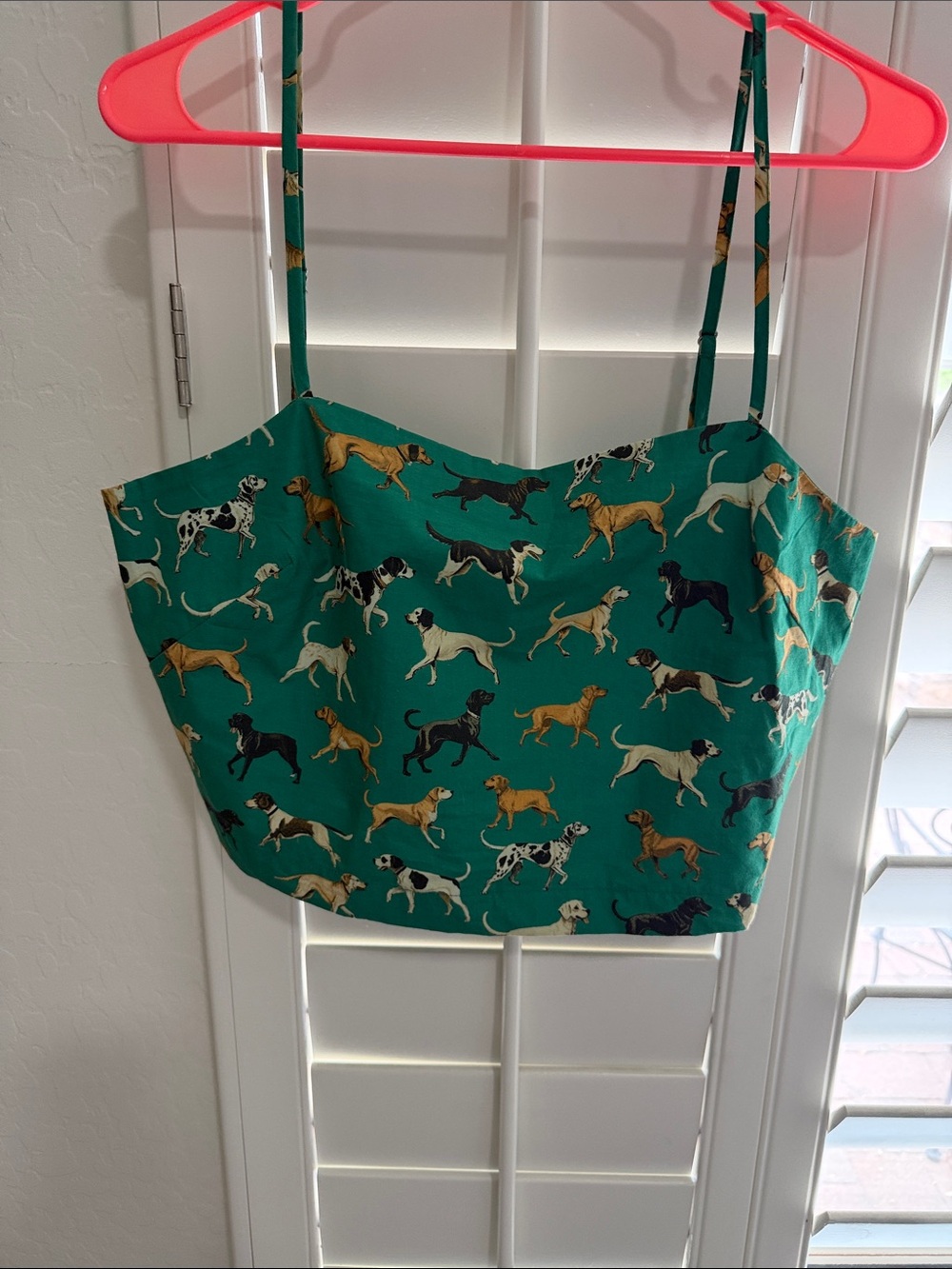 Maeve Green Dog Print Strappy Crop Top